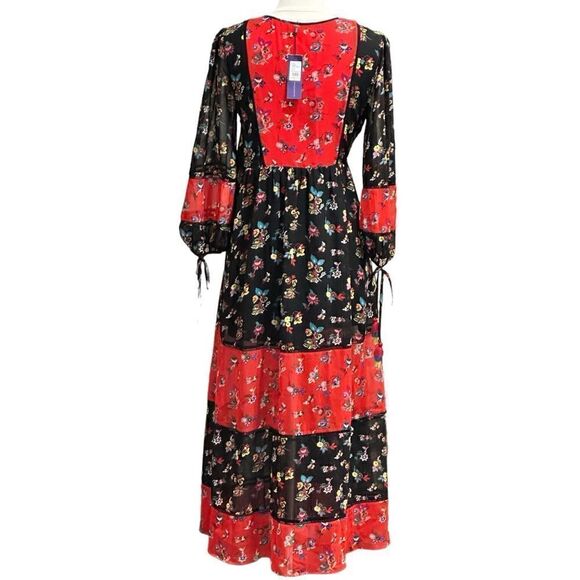 Rebecca Minkoff Women’s Floral Sheryl Maxi Dress in the Size Medium in Red/Black - Picture 4 of 16